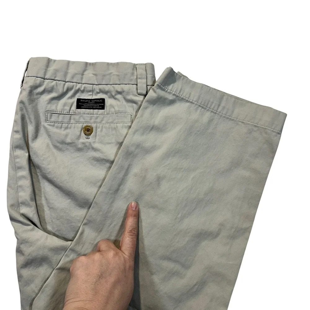 Banana Republic Emerson Chino Khaki Tan Straight Leg Pants 35x30‎ Mens Casual